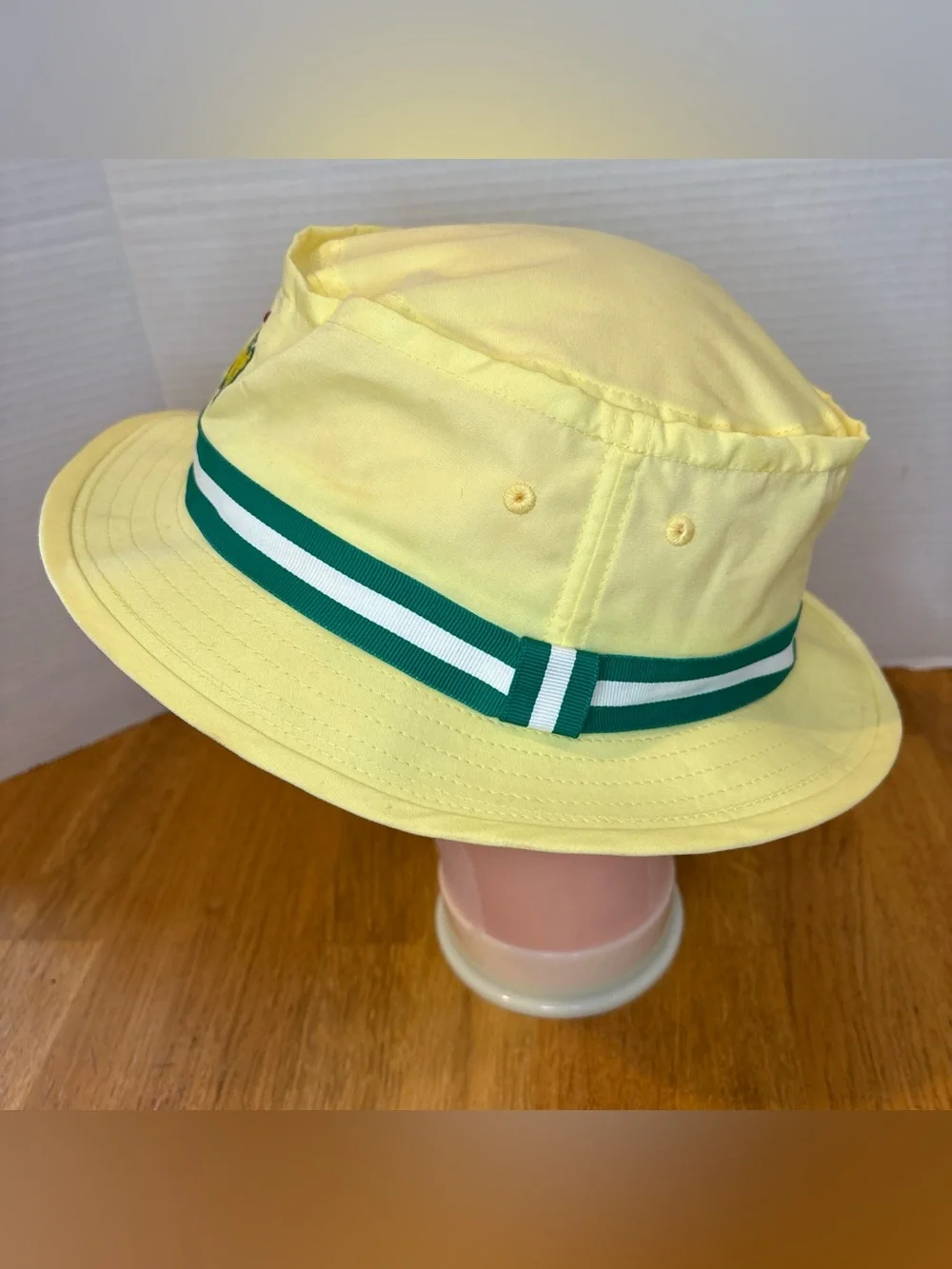American Needle Masters Golf Bucket Hat Embroidered Logo Yellow White/Green 2X